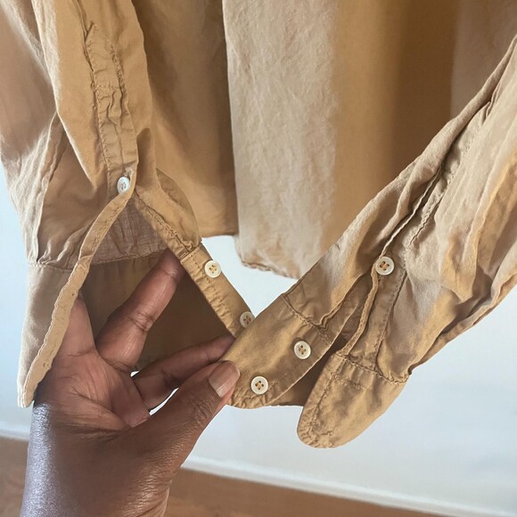 Xirena Button-Up Shirt Womens XS Tan Cotton Long Sleeve Collared Regular Fit - Picture 4 of 8